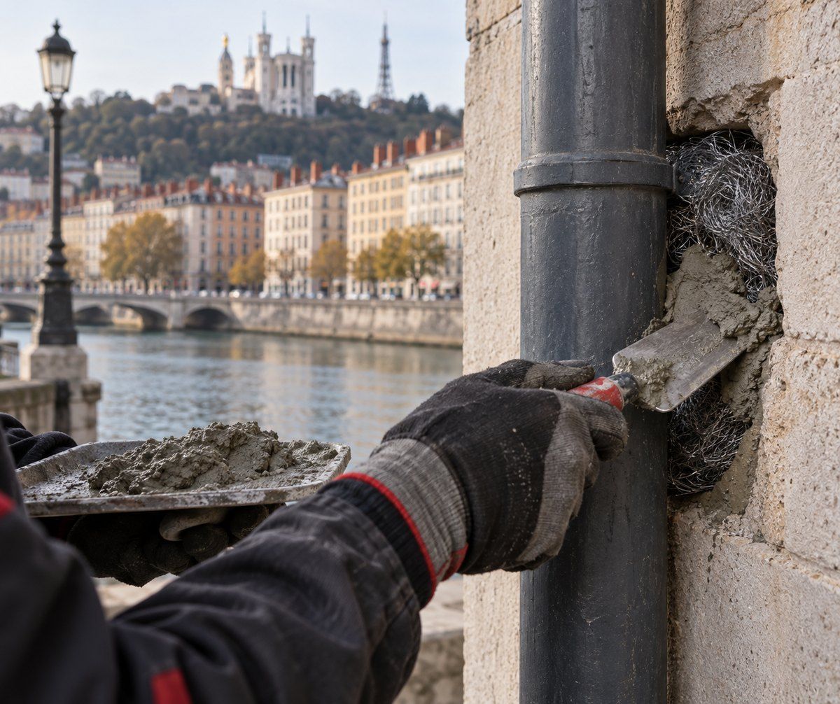 Une grille en métal ferme un point de passage pour nuisibles